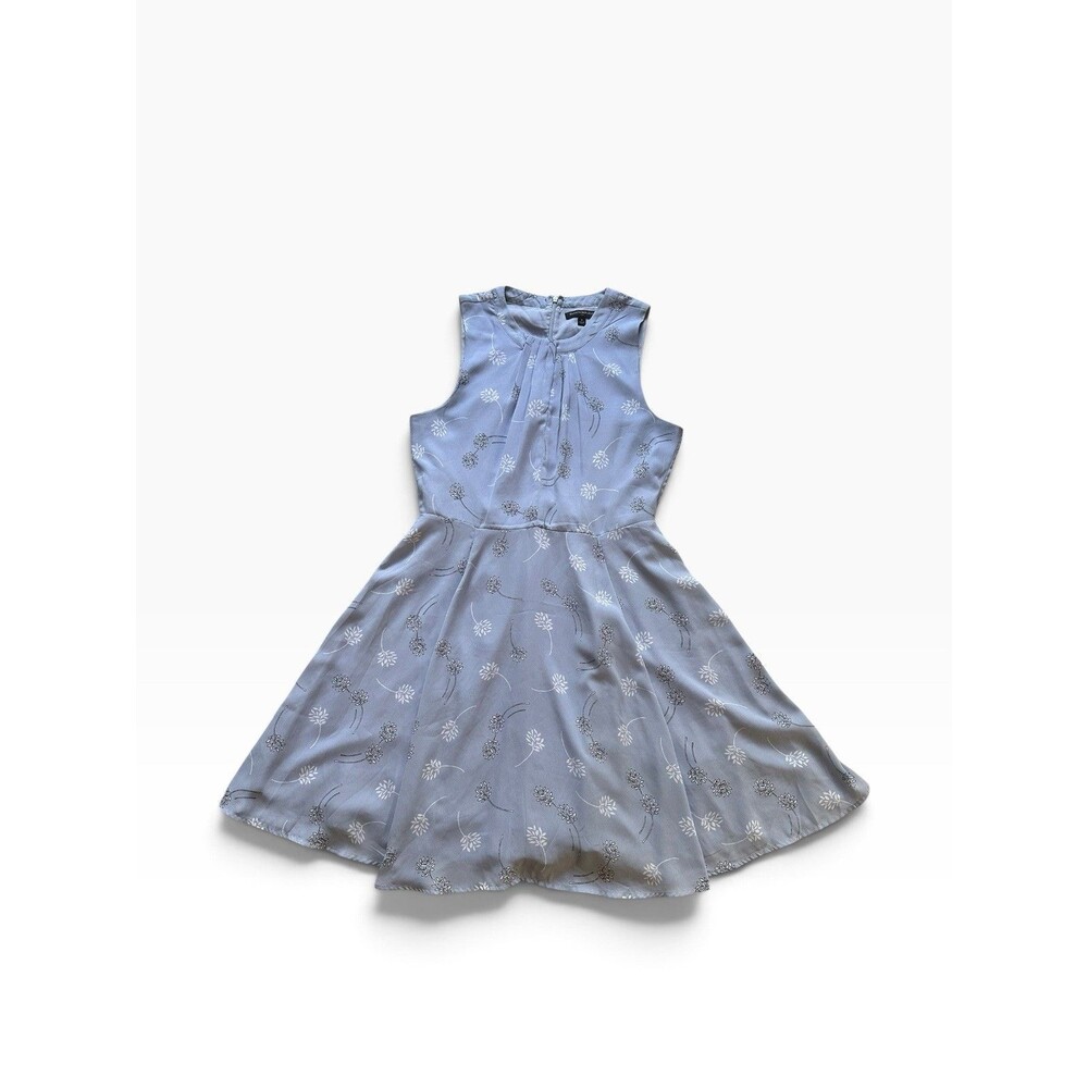 Banana Republic Icy Baby Blue Ditsy Floral Print Fit Flare Dress 8 Garden Party